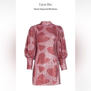 Farm Rio Hearts Sequined Mini Dress Size Small perfect for Taylor Swift